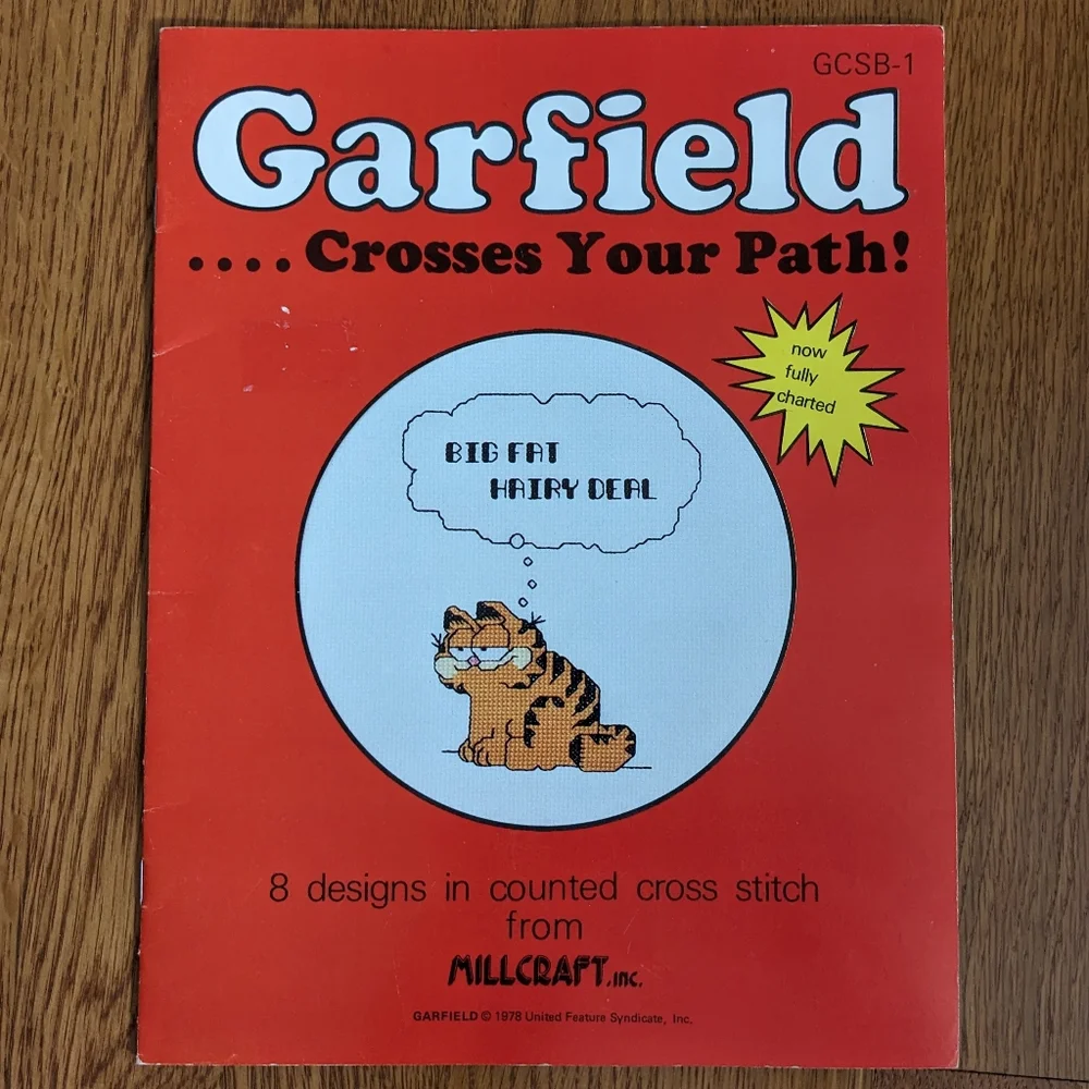 Garfield counted cross stitch designs vintage booklet 8 designs Millcraft